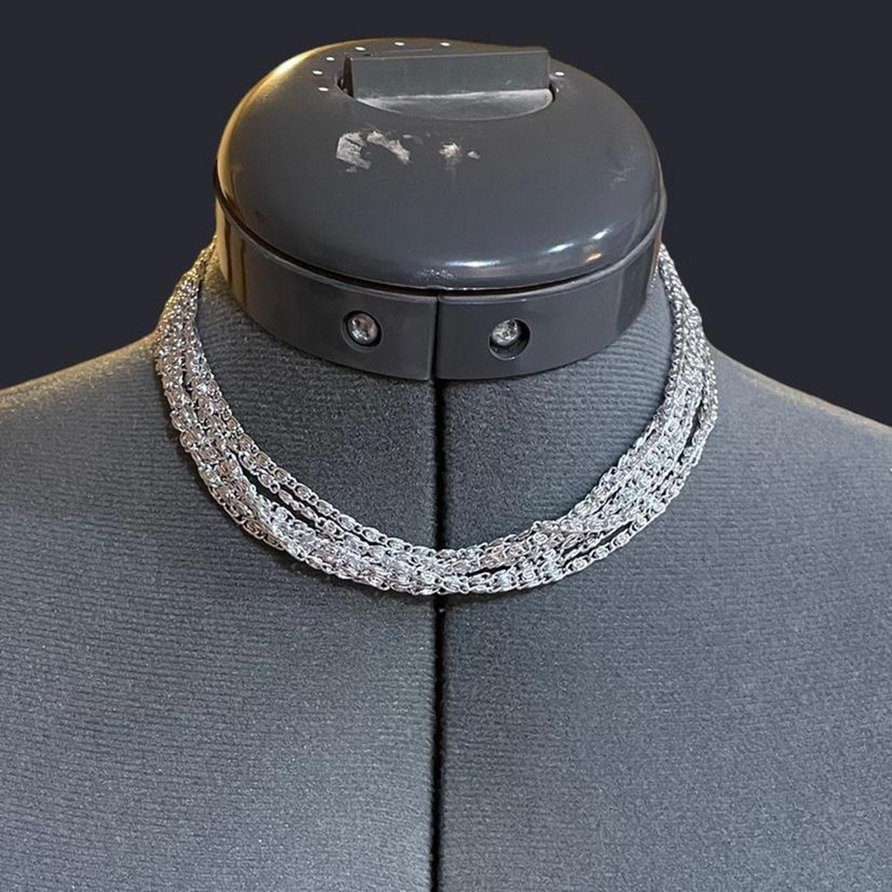 Layered Delicate Silver Choker